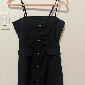 No. 6 Black Mini Dress with Gold Buttons